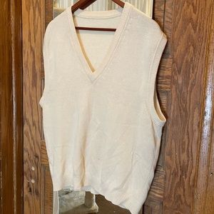 Light yellow v neck knit sweater vest